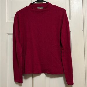 I.V.Y. Lipstick Relaxed Fit Mock Neck Sweater Silk Wool Cashmere Angora Size L